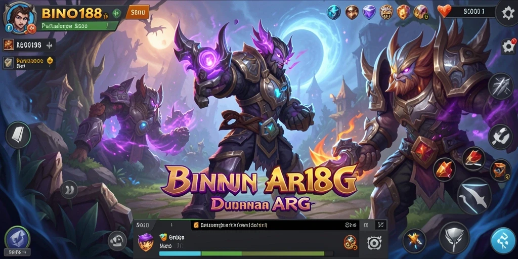 Screenshot gameplay BINGO188 menampilkan pertarungan epik dan karakter yang menarik.