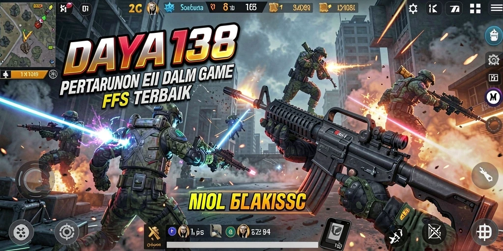 Tampilan aksi mendebarkan dalam permainan FPS DAYA138.