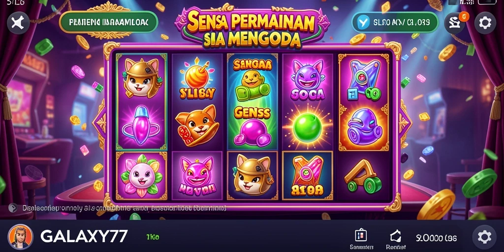 Screenshot gameplay GALAXY77 dengan grafis slot menarik.