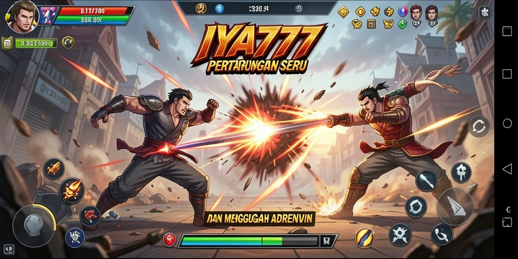 Gameplay aksi seru dalam pertarungan yang mendebarkan di IYA777.