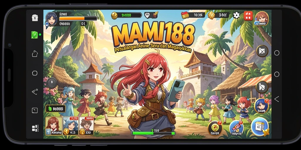 Tampilan gameplay MAMI188 yang penuh warna dan karakter anime yang menarik.