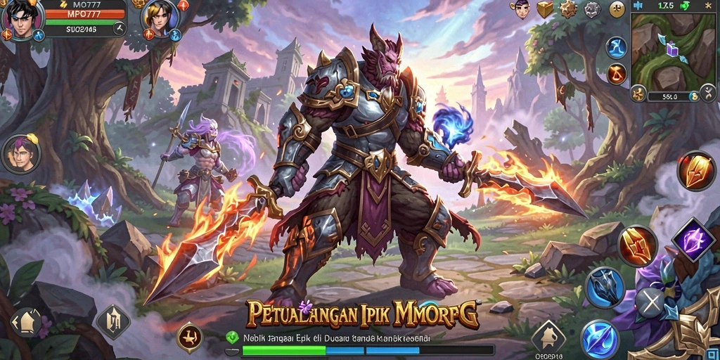 Screenshot MPO777 menampilkan pertarungan seru dalam gameplay MMORPG.