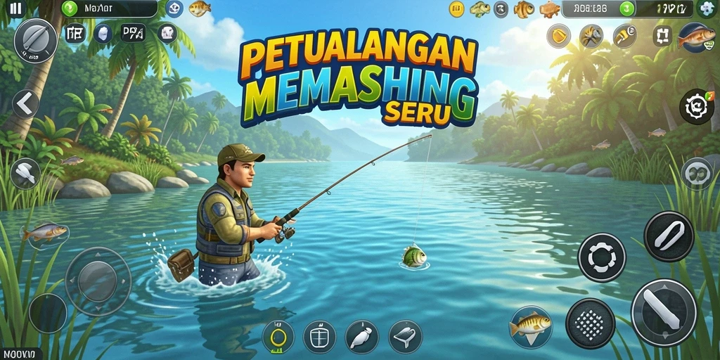 Gambaran gameplay PP7 yang menampilkan keasyikan memancing.