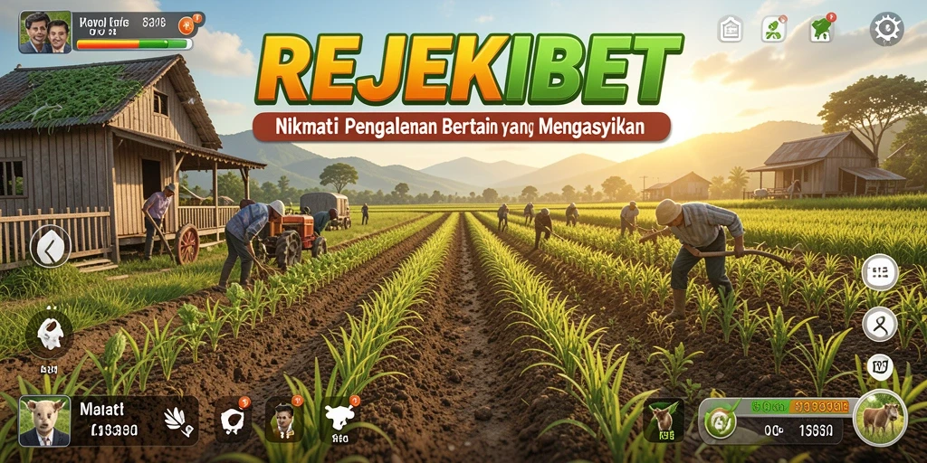 Tangkapan layar REJEKIBET menampilkan kebun hijau subur dengan berbagai tanaman.