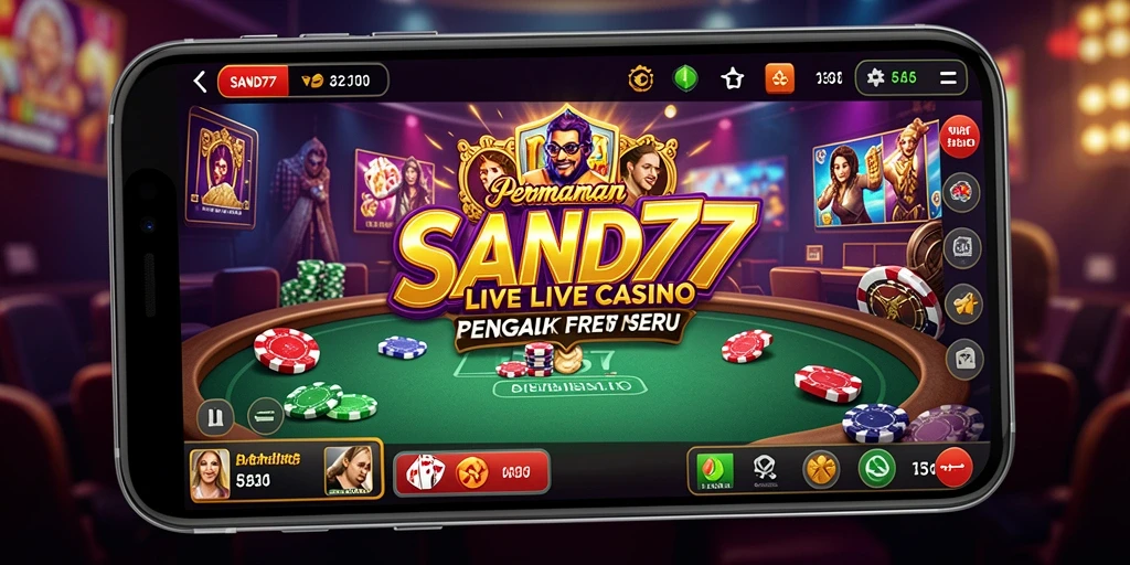 Screenshot gameplay SAND77 dengan dealer langsung di meja Blackjack.