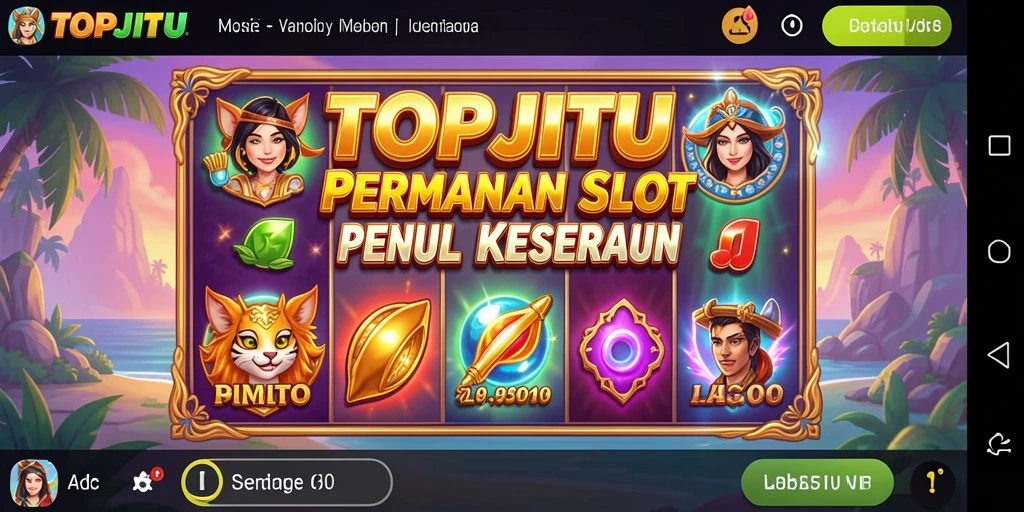 Gameplay TOPJITU menampilkan mesin Slot yang penuh warna dan menarik.