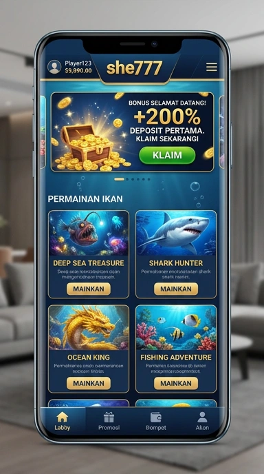 Tampilan antarmuka aplikasi she777 yang user-friendly.